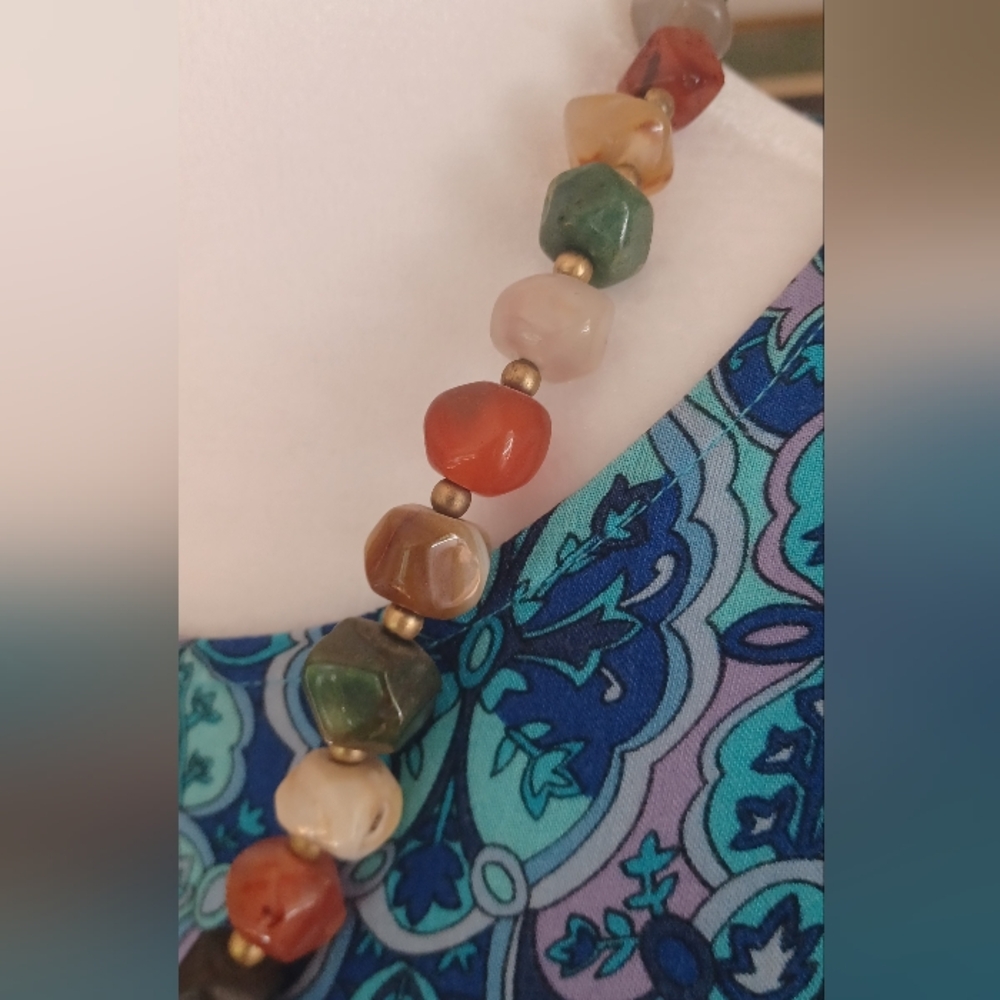 Mixed Agate Necklace. Moss Agate, Amethyst, Agate Stone +More! View 5